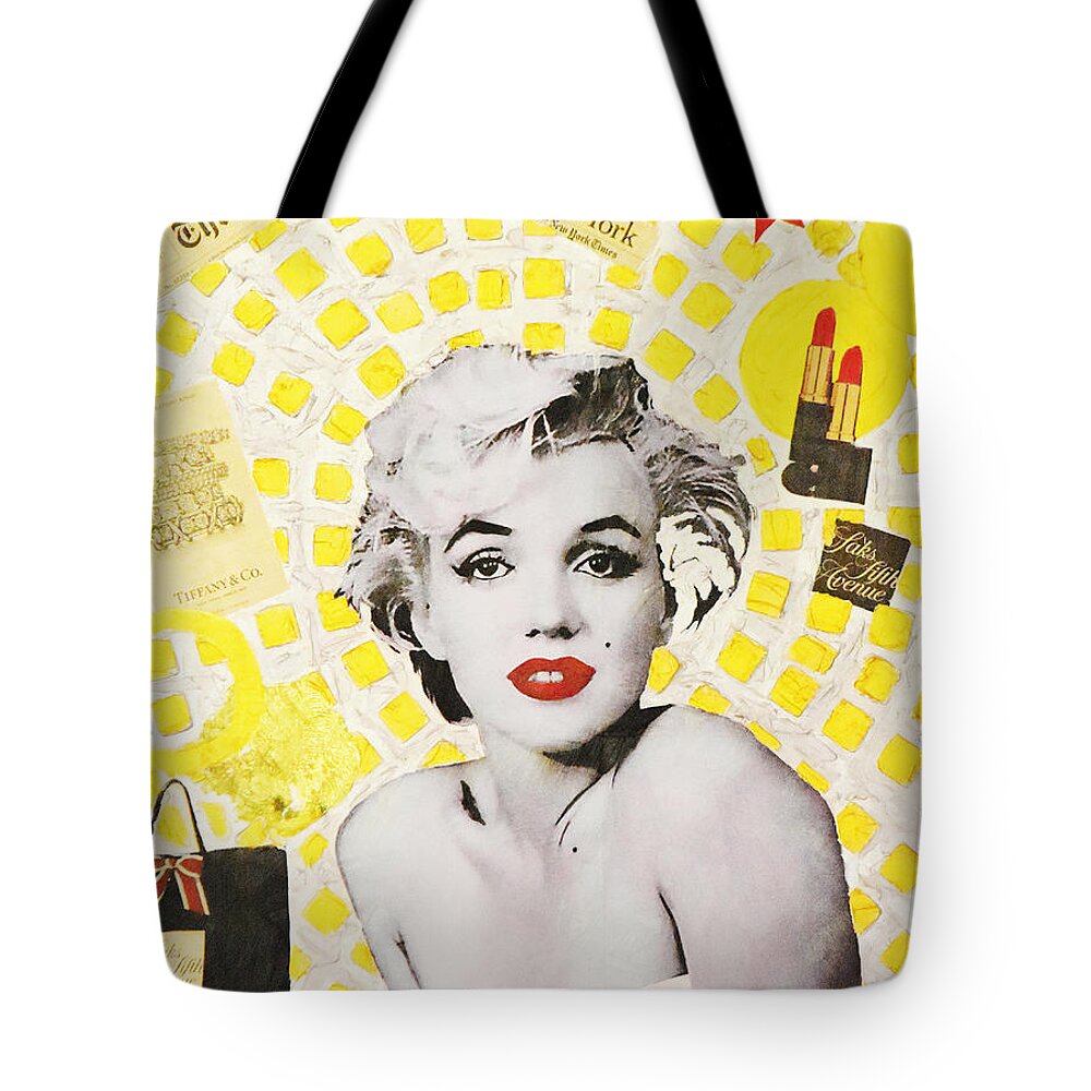 Marilyn Monroe Tote Bag featuring the painting MARILYN MONROE / New-York City by Kathleen Artist PRO