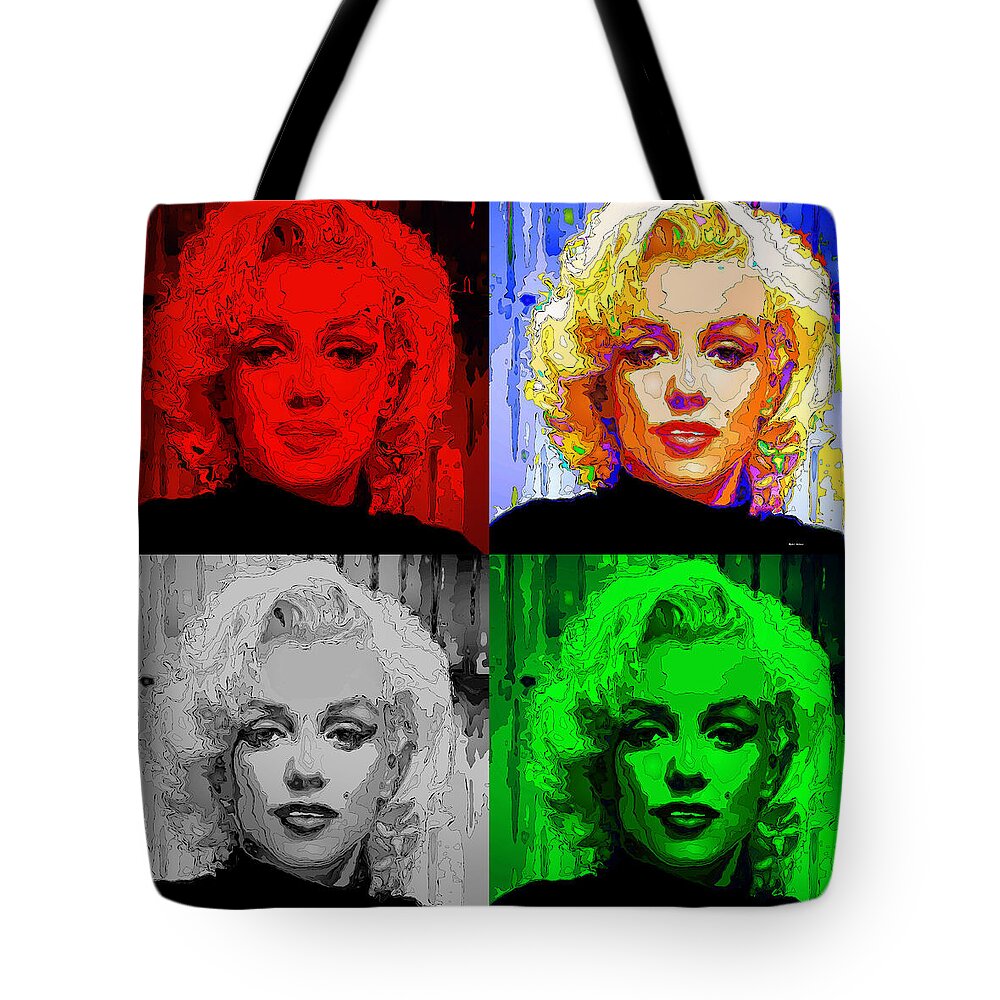 Marilyn Monroe Tote Bag featuring the digital art Marilyn Monroe - Quad. Pop Art by Rafael Salazar
