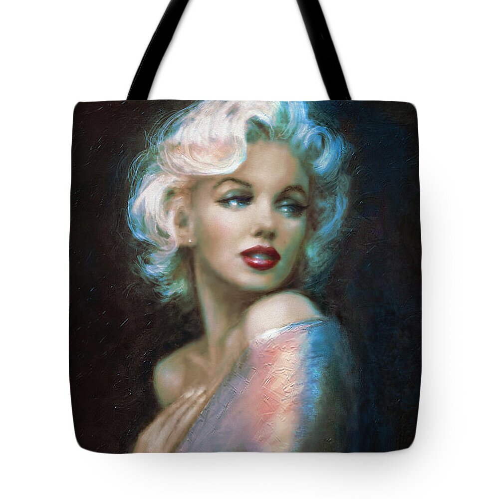 Marilyn Tote Bag featuring the painting Marilyn romantic WW 6 A by Theo Danella