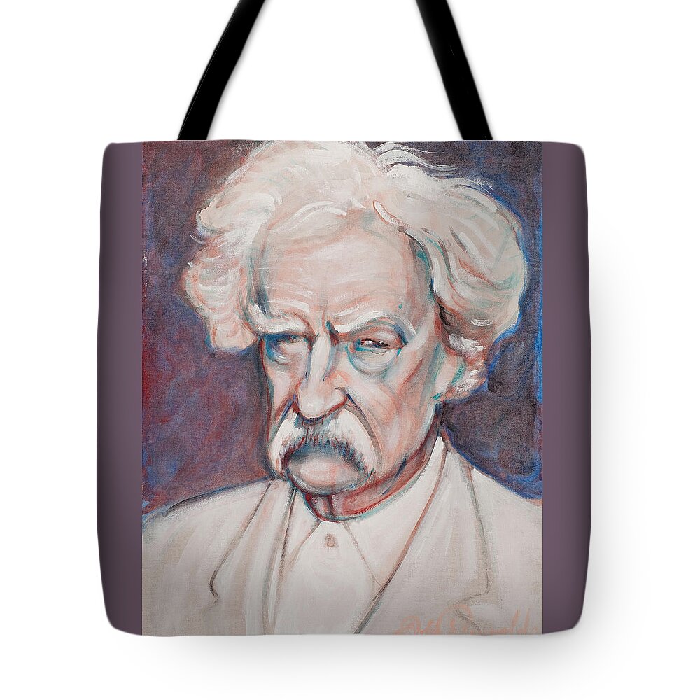 Mark Twain Tote Bag featuring the painting Mark Twain by John Reynolds