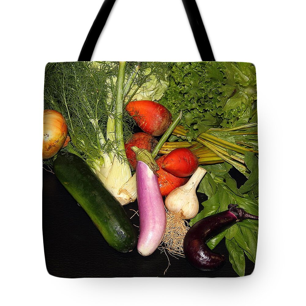 Vegetables Tote Bag featuring the photograph Market Day by Allen Nice-Webb
