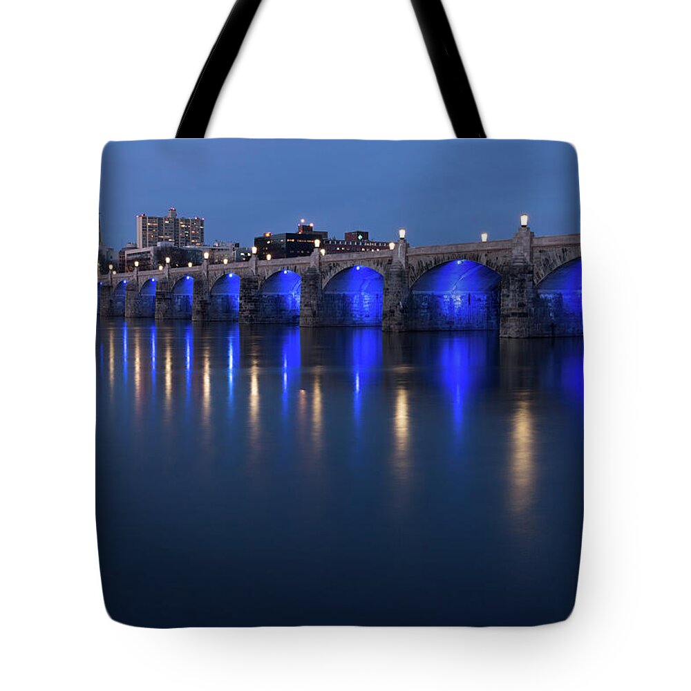 Arch Tote Bag featuring the photograph Market Street Bridge, Harrisburg PA by Kyle Lee