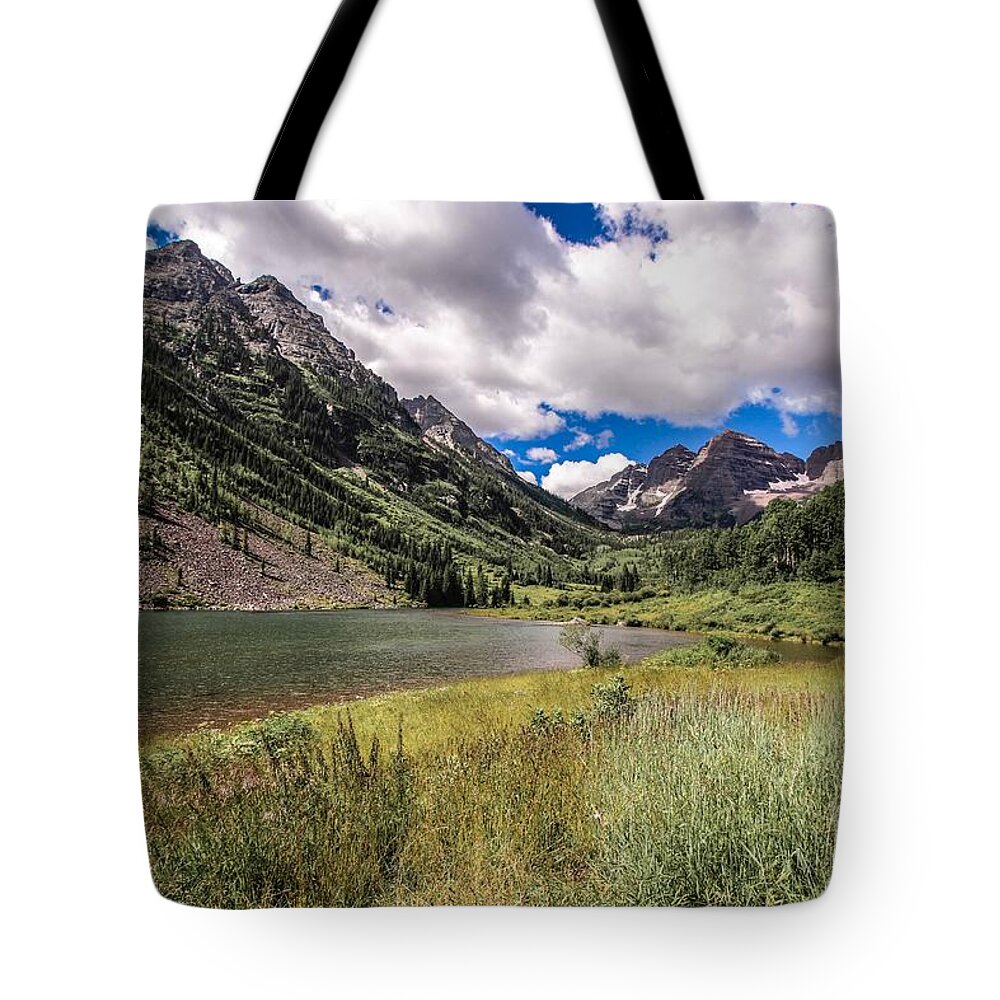 Maroon Bells Tote Bag featuring the photograph Maroon Bells Image Six by Veronica Batterson