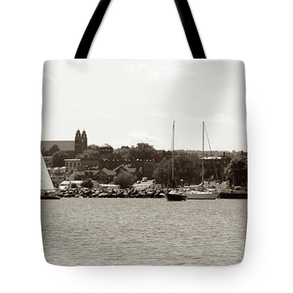 Lake Superior Tote Bag featuring the photograph Marquette Michigan Harbor Two by Phil Perkins