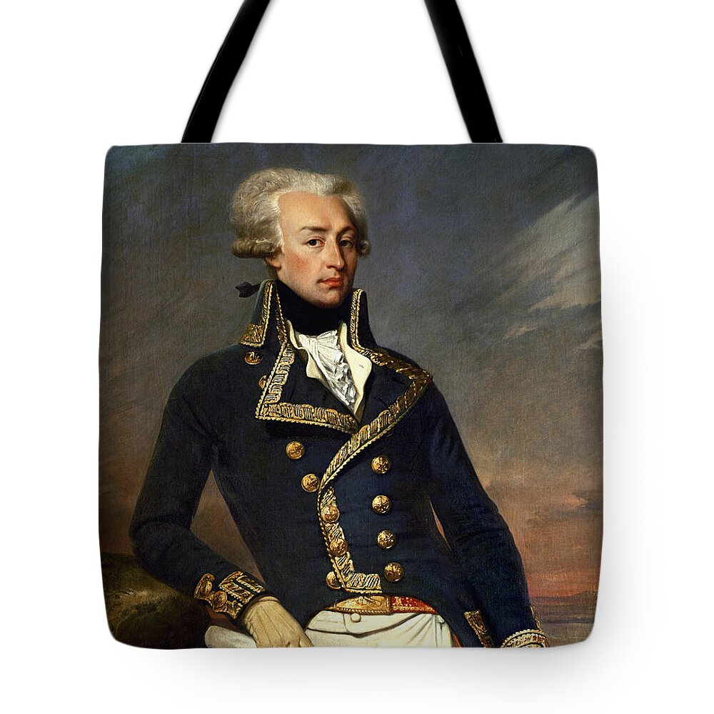 Lafayette Tote Bag featuring the painting Marquis de Lafayette Painting - Joseph-Desire Court by War Is Hell Store