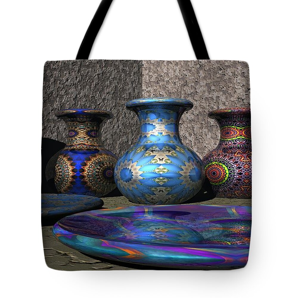 3d Tote Bag featuring the digital art Marrakesh Open Air Market by Lyle Hatch