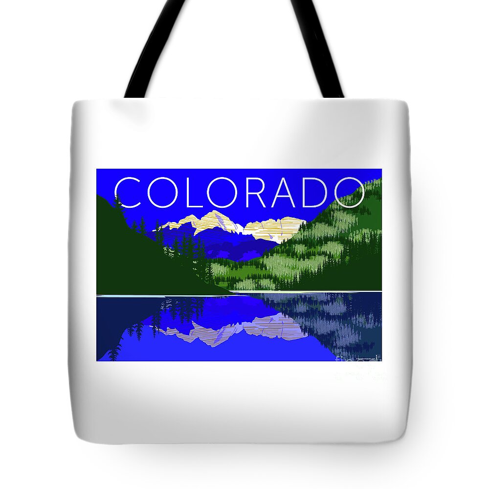 Colorado Tote Bag featuring the digital art Maroon Bells Day by Sam Brennan