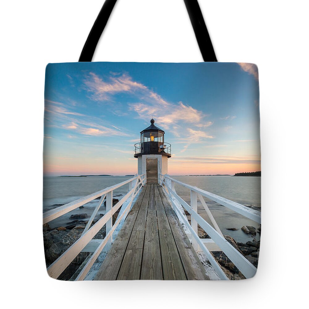 Marshall Point Lighthouse Tote Bag featuring the photograph Marshall Point Lighthouse Sunset by Michael Ver Sprill