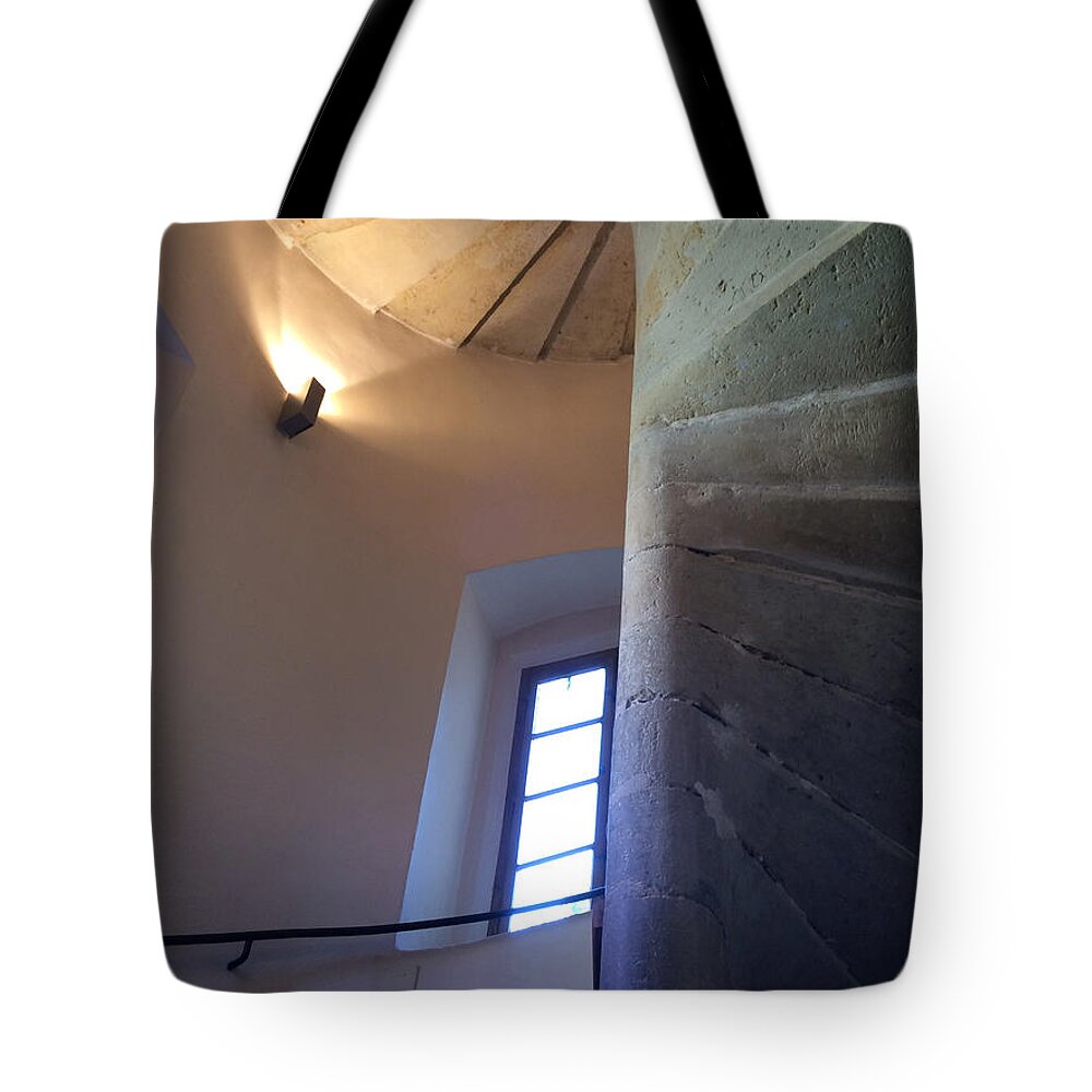 Stairway Tote Bag featuring the painting Martin Luther Stairwell by Carolyn Curtice