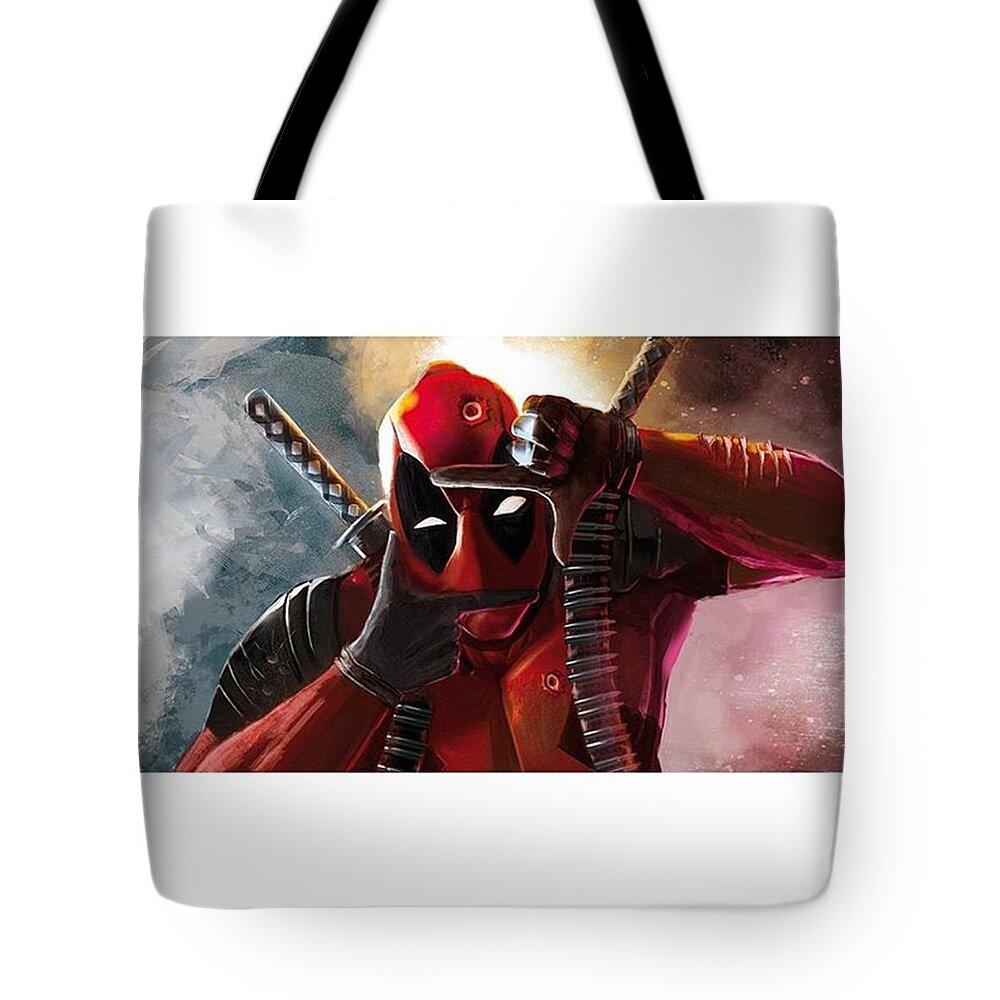 Wadewilson Tote Bag featuring the photograph #marvel #fanart #deadpool #snapshot by Oliver Mueller