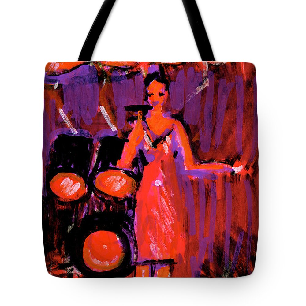 Mary Lynn Tote Bag featuring the painting Mary Lynn in Red by Candace Lovely