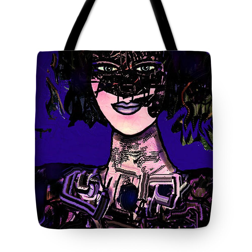 Woman Tote Bag featuring the mixed media Masked by Natalie Holland
