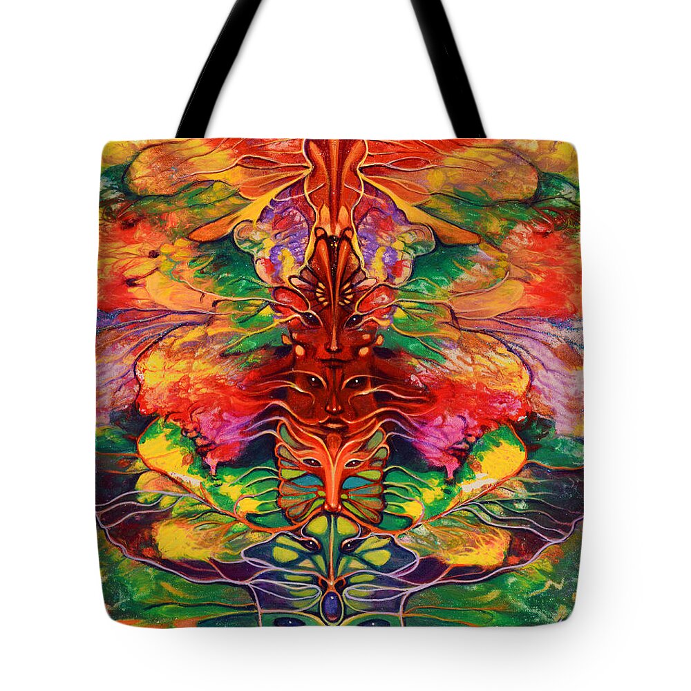 Rorshach Tote Bag featuring the painting Masqparade 5 by Ricardo Chavez-Mendez