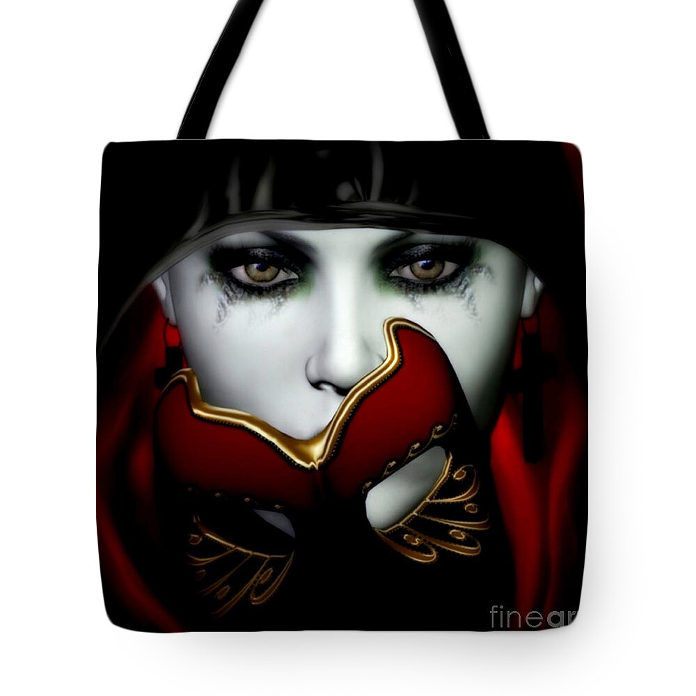 Masquerade Tote Bag featuring the digital art Masquerade by Shanina Conway