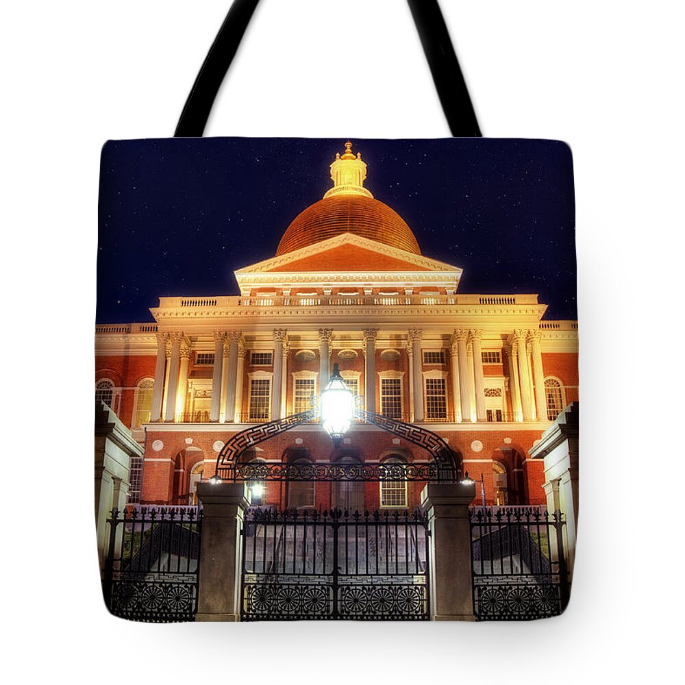 Massachusetts State House Tote Bag featuring the photograph Massachusetts State House at Night by Joann Vitali
