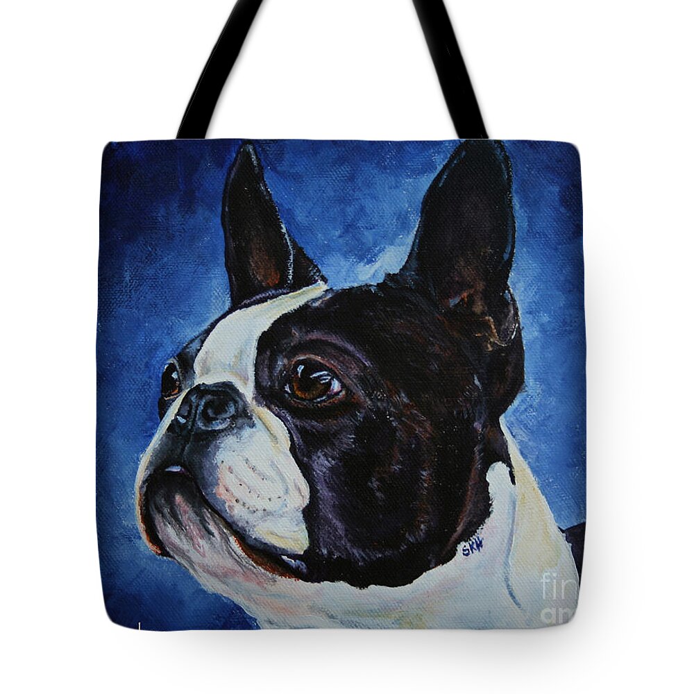 Boston Terrier Tote Bag featuring the painting Matt by Susan Herber