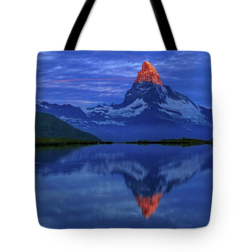 Sunrise Tote Bag featuring the photograph Matterhorn Sunrise by Ralf Rohner