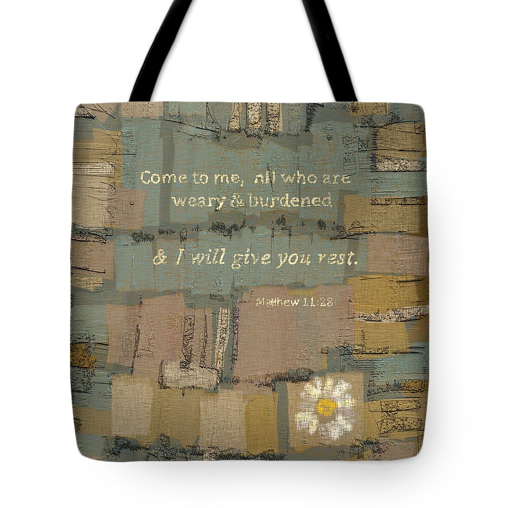 Nature Tote Bag featuring the painting Matthew Bible Verse by Carrie Joy Byrnes