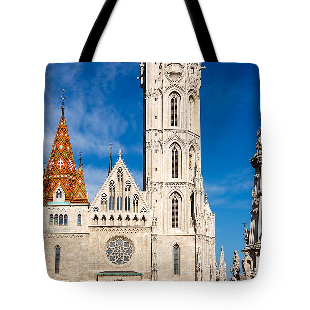 Matthias Church Tote Bag featuring the photograph Matthias Church and Trinity Column Budapest by Matthias Hauser