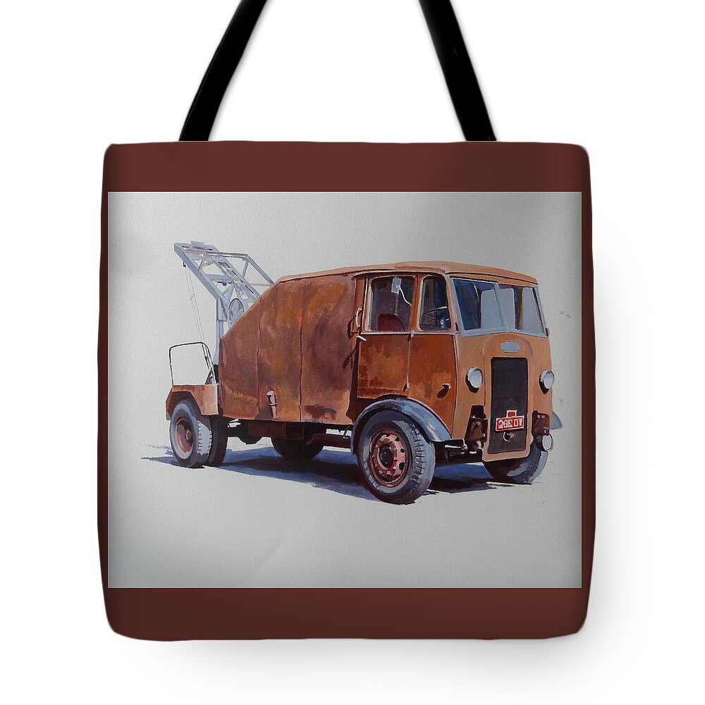 Maudslay Tote Bag featuring the painting Maudslay wrecker. by Mike Jeffries