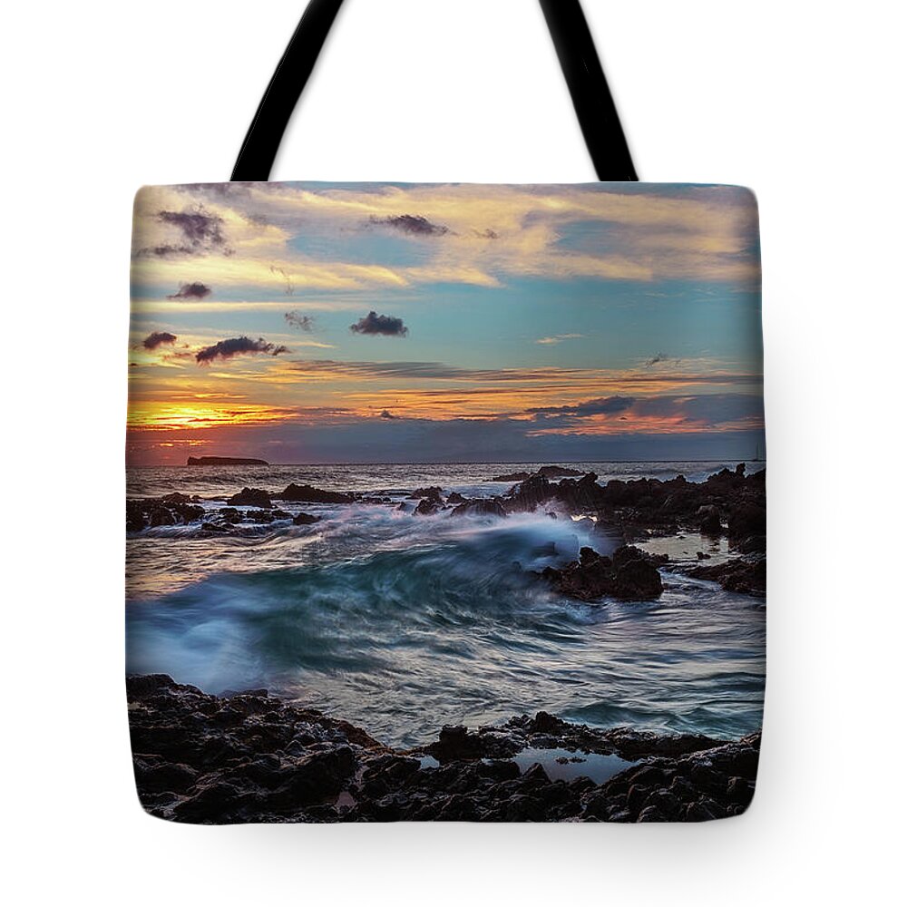 Beach Tote Bag featuring the photograph Maui Sunset at Secret Beach by John Hight