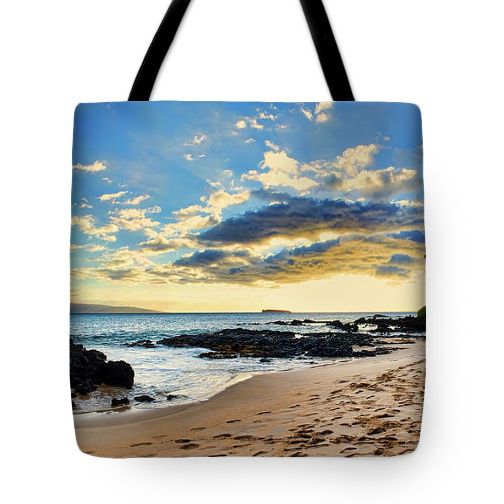 Maui Tote Bag featuring the photograph Maui Sunset Panorama by Eddie Yerkish