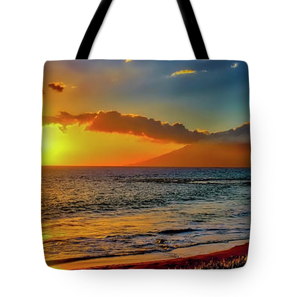 Maui Tote Bag featuring the photograph Maui wedding beach sunset by Tom Jelen