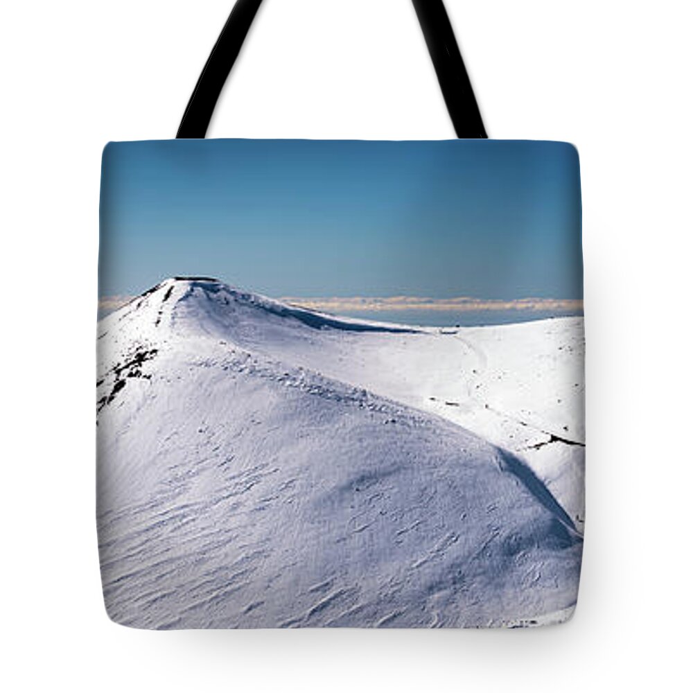 Christopher Johnson Tote Bag featuring the photograph Mauna Kea Snow by Christopher Johnson