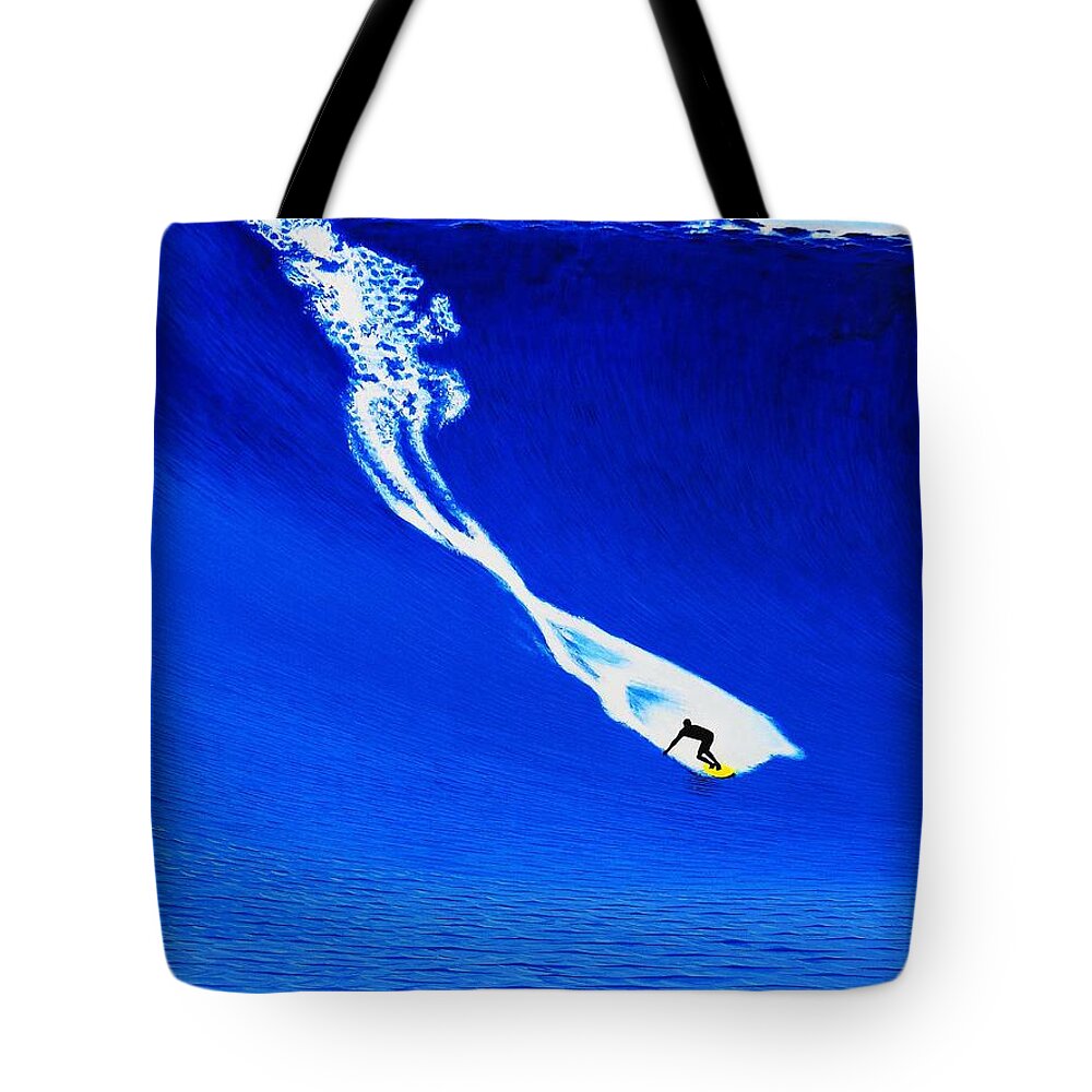 Surfing Tote Bag featuring the painting Mavs 10-28-1999 by John Kaelin