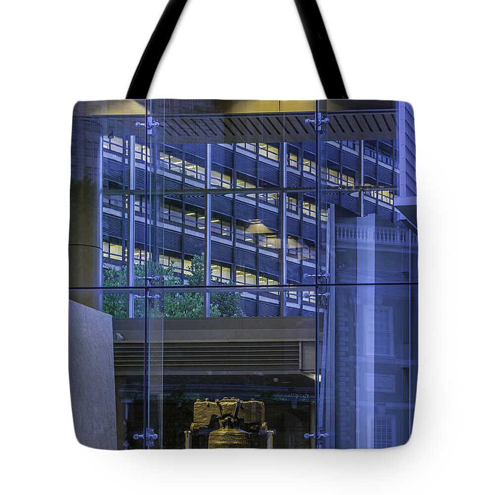 The Liberty Bell Center Tote Bag featuring the photograph May Freedom Ring by David Zanzinger