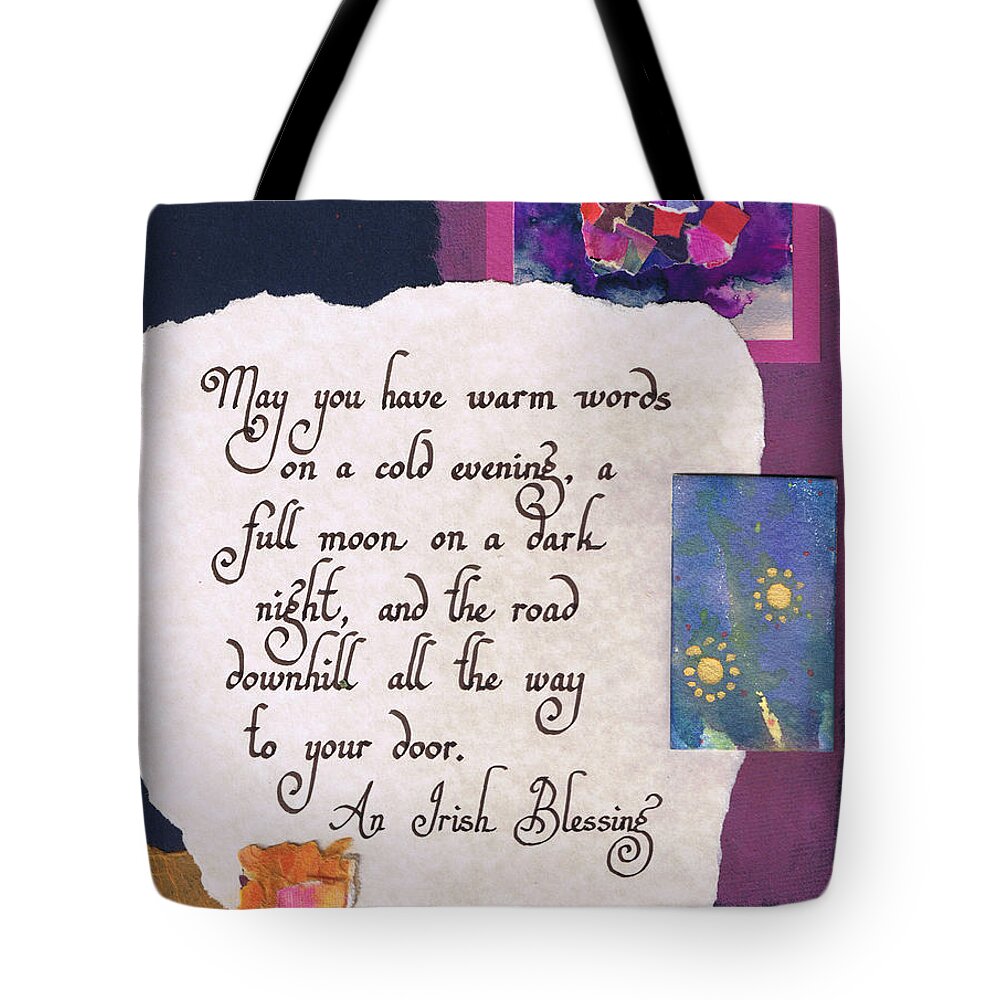 Abstract Tote Bag featuring the painting May you have warm words on a cold evening - navy by Tamara Kulish