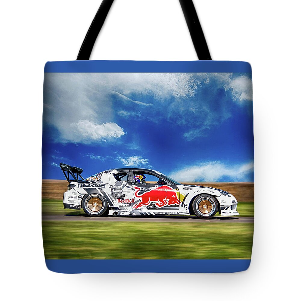 Mazda Tote Bag featuring the photograph Mazda RX7 Drift by Roger Lighterness