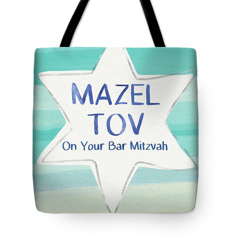 Bar Mitzvah Tote Bag featuring the painting Mazel Tov On Your Bar Mitzvah- Art by Linda Woods by Linda Woods