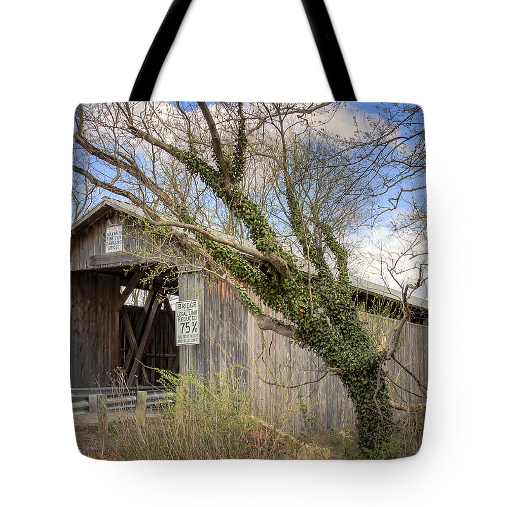 America Tote Bag featuring the photograph McCafferty Covered Bridge by Jack R Perry