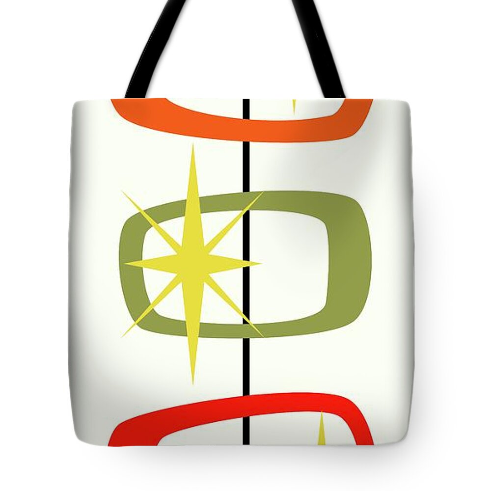 Mid Century Modern Tote Bag featuring the digital art MCM Shapes 1 by Donna Mibus