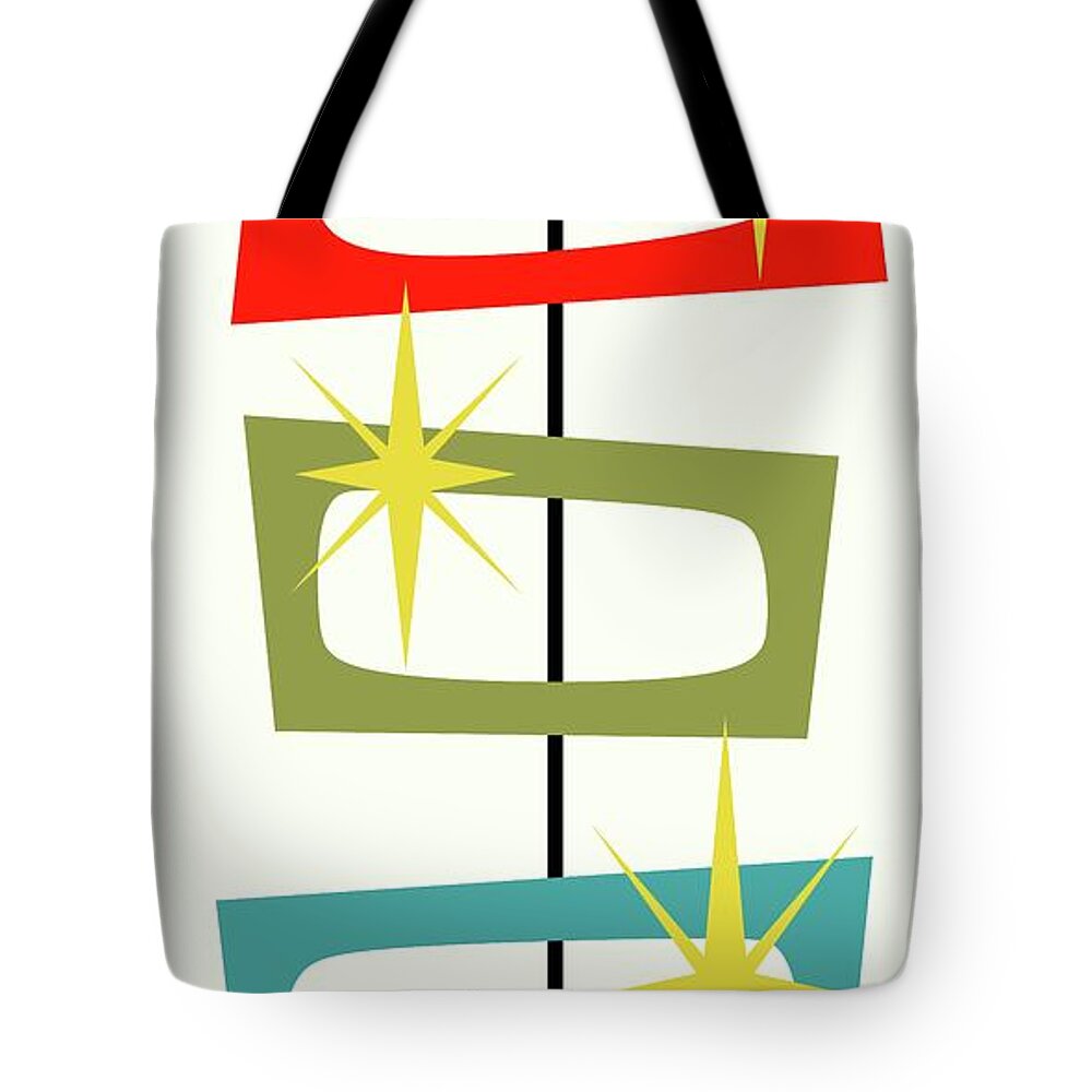 Mid Century Modern Tote Bag featuring the digital art MCM Shapes 3 by Donna Mibus
