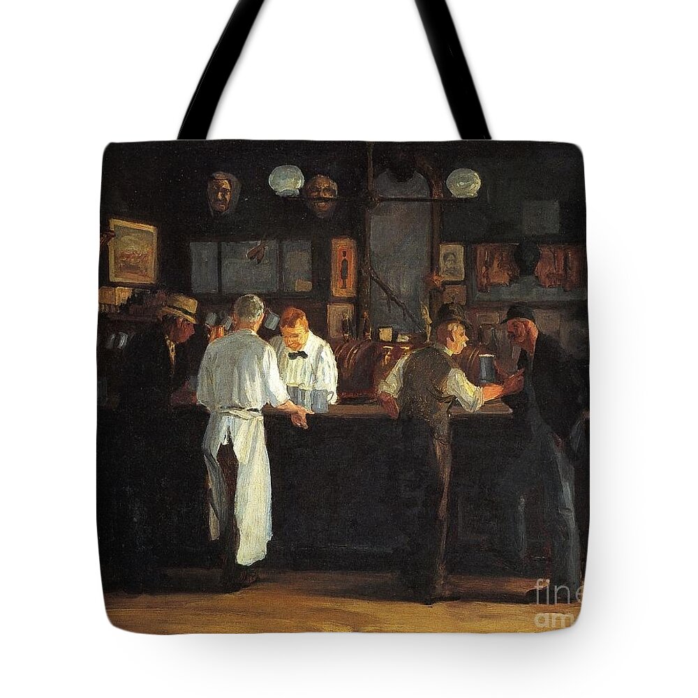 John French Sloan Tote Bag featuring the painting McSorley's Bar by MotionAge Designs
