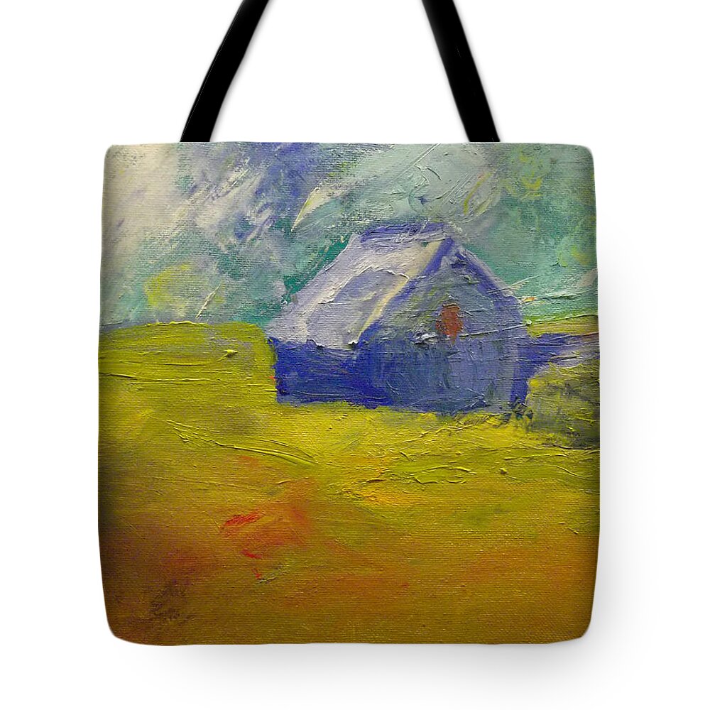 Field Tote Bag featuring the painting Meadow Blue by Susan Esbensen