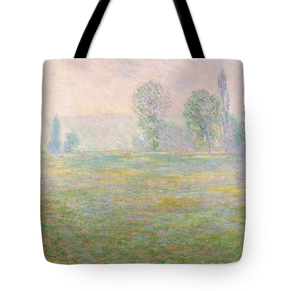 Meadows In Giverny Tote Bag featuring the painting Meadows in Giverny by Claude Monet