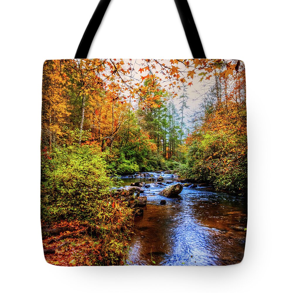 Apalachian Tote Bag featuring the photograph Meandering in the Mountains by Debra and Dave Vanderlaan
