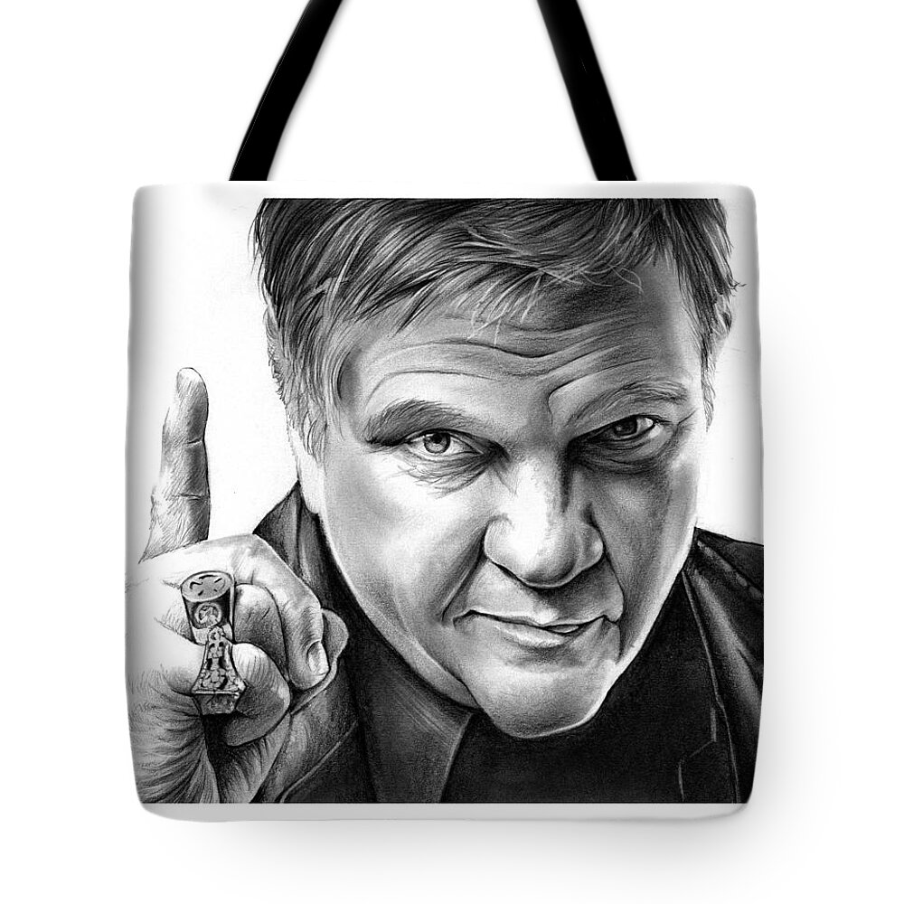 Meat Loaf Tote Bag featuring the drawing Meat Loaf by Greg Joens