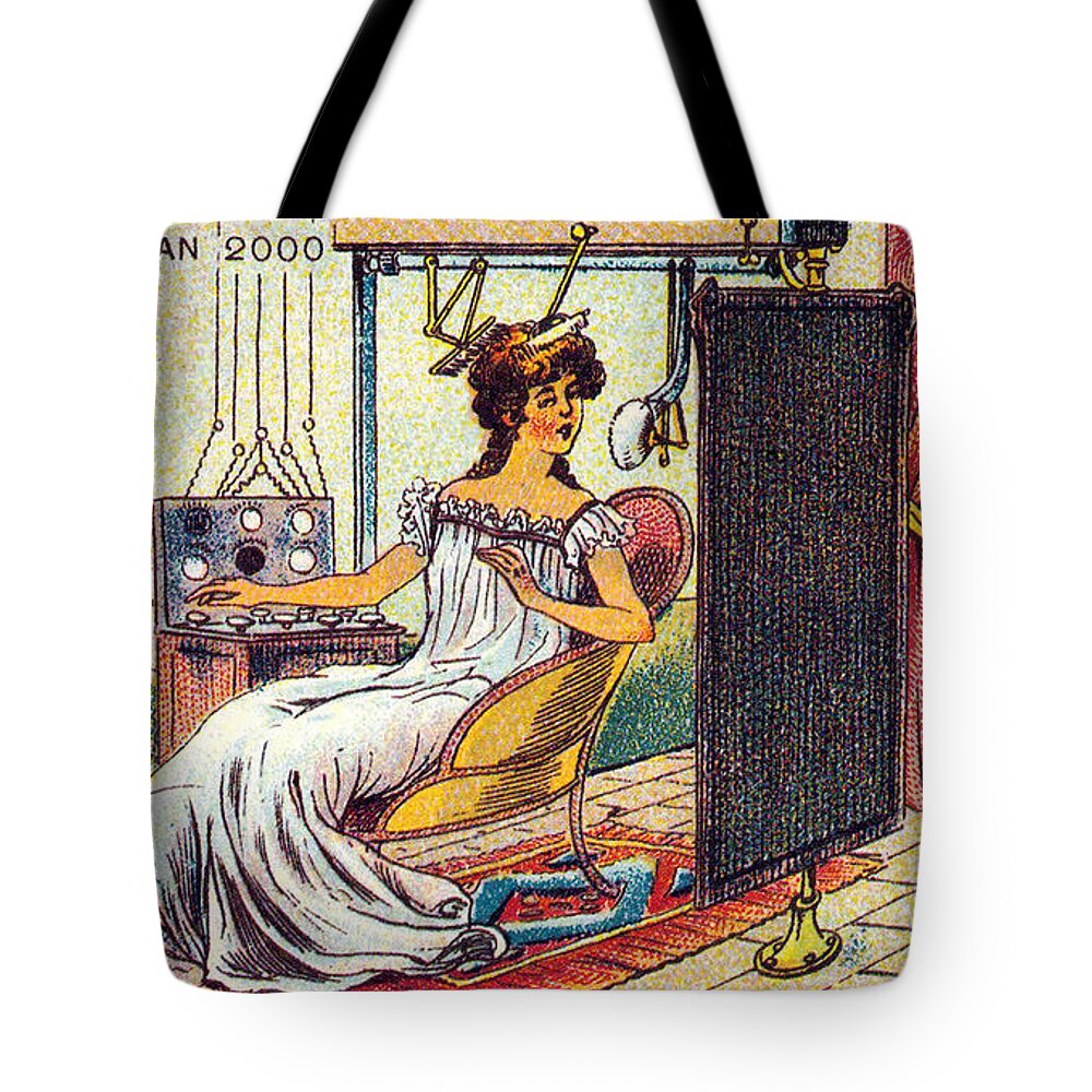 Science Tote Bag featuring the photograph Mechanical Bathroom, 1900s French by Science Source