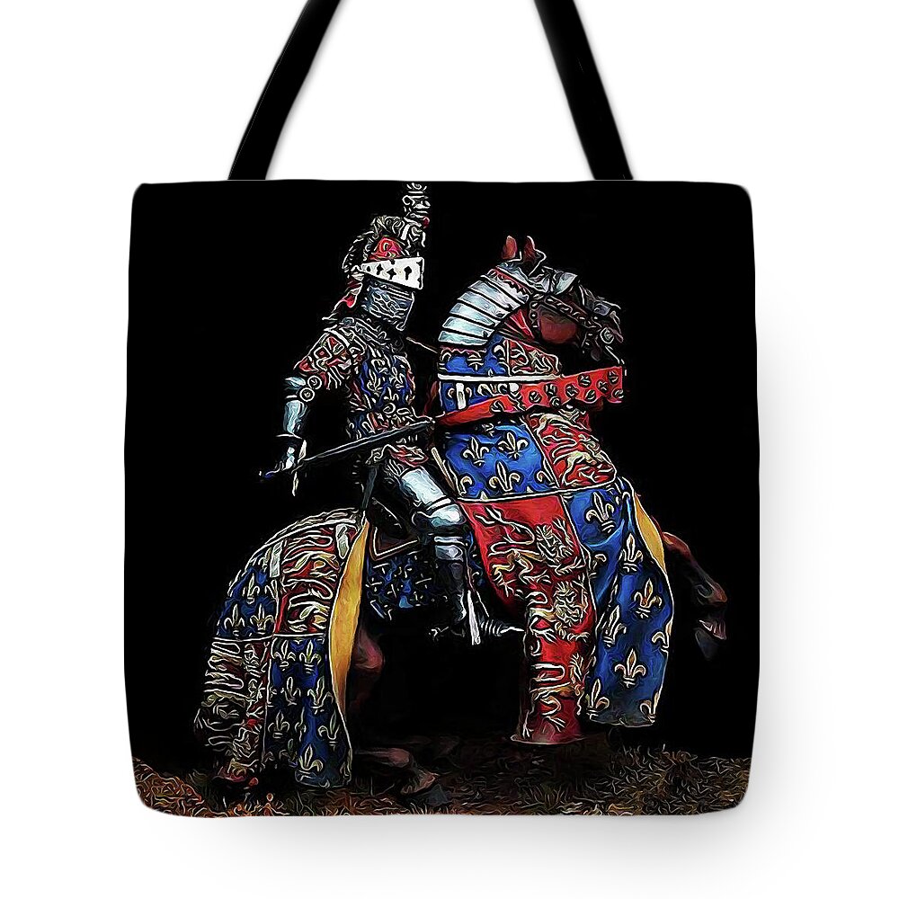 Medieval Chivalry Tote Bag featuring the painting Medieval Knight - 02 by AM FineArtPrints