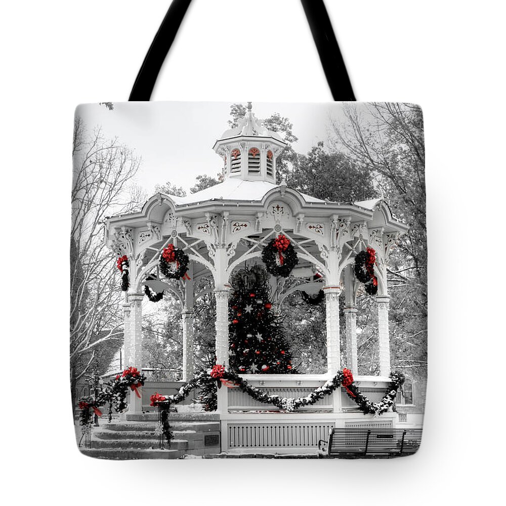 Christmas Tote Bag featuring the photograph Medina Gazebo by Ann Bridges