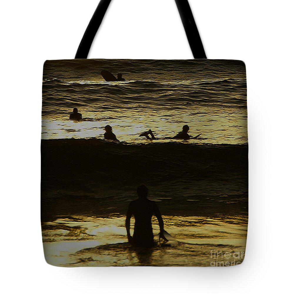 Ocean Tote Bag featuring the photograph Meditari - Gold by Linda Shafer