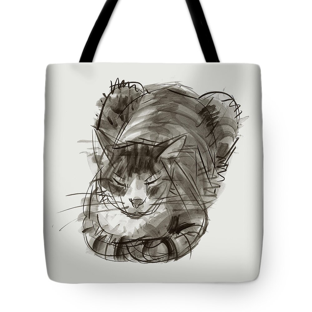 Cat Tote Bag featuring the painting Meditating Cat by Judith Kunzle