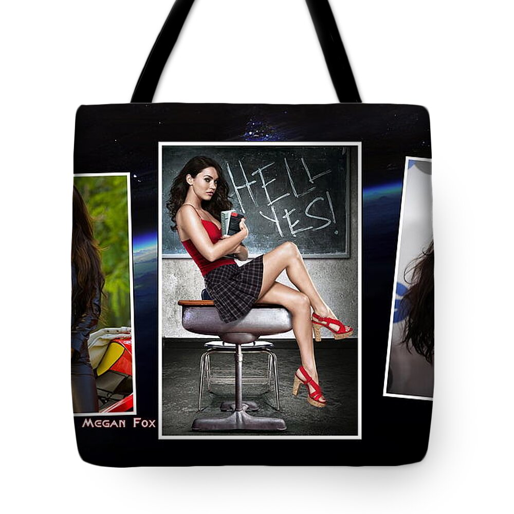 Megan Fox Tote Bag featuring the digital art Megan Fox by Super Lovely