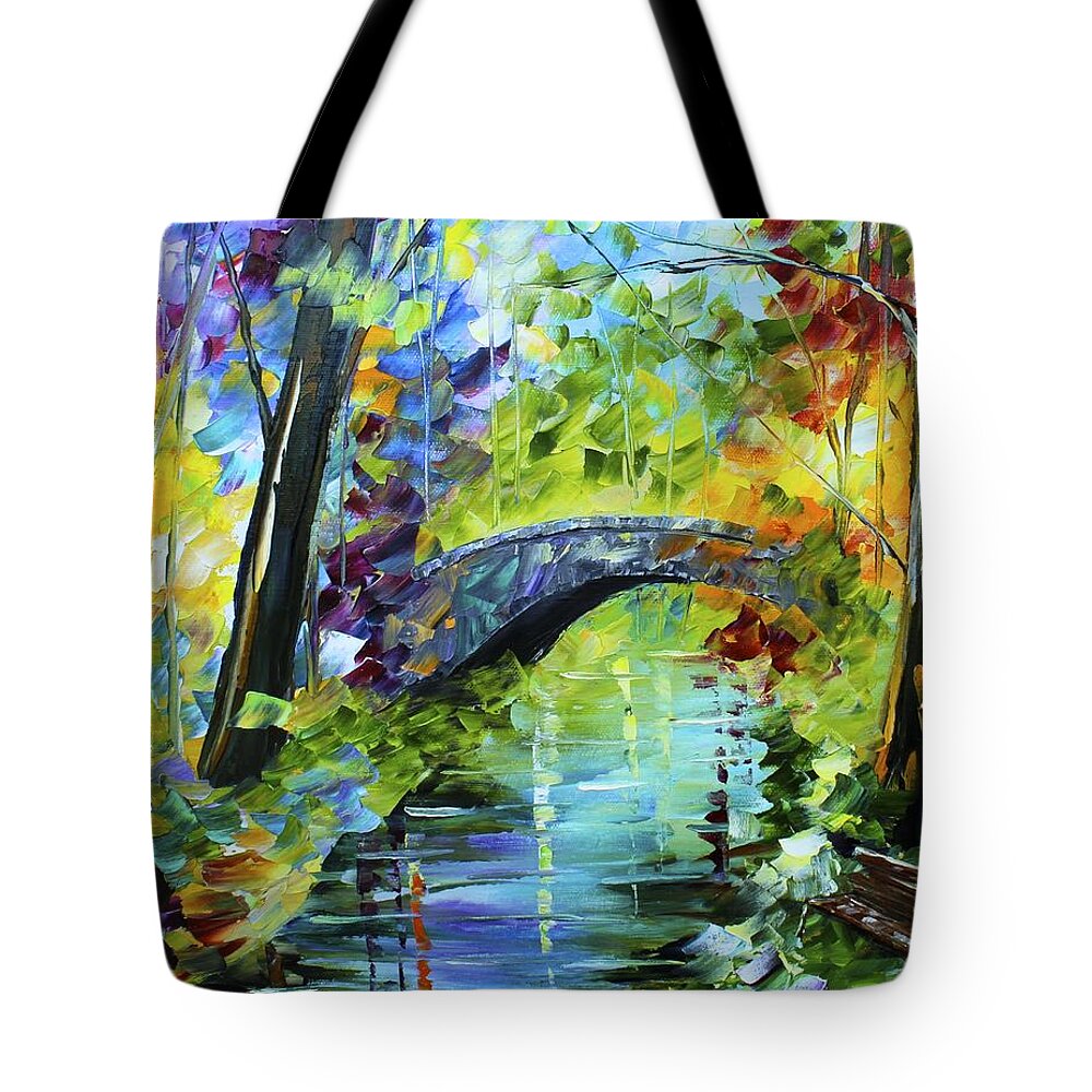 City Paintings Tote Bag featuring the painting Megan's Bridge by Kevin Brown