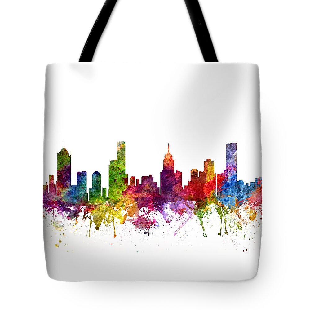 Melbourne Tote Bag featuring the drawing Melbourne Australia Cityscape 06 by Aged Pixel