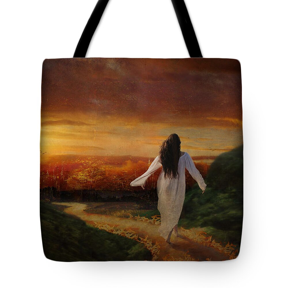 Sunset Tote Bag featuring the digital art Melt by Lianne Schneider